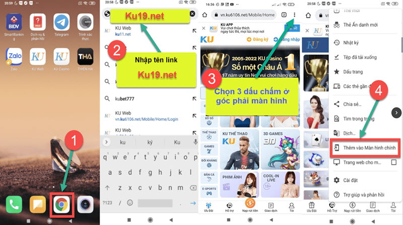 Lưu link tải app Kubet về màn hình điện thoại android